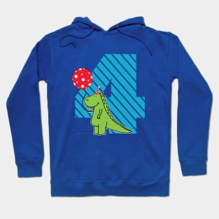 4th Birthday Green Dinosaur for Toddlers Hoodie